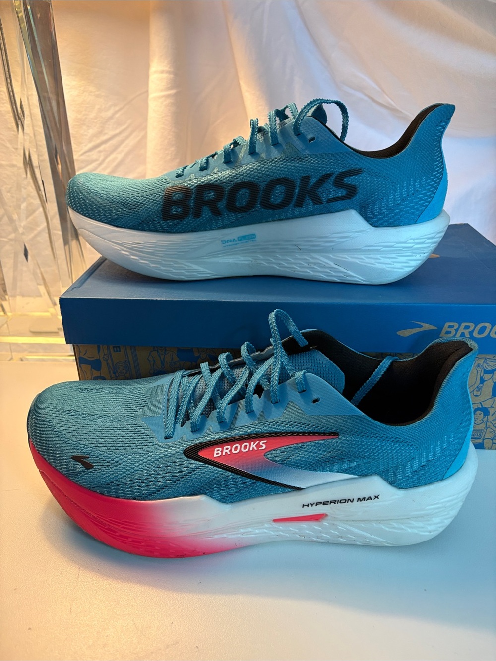 Men’s Brooks Blue and Pink Gradient Hyperion Max Running Shoes